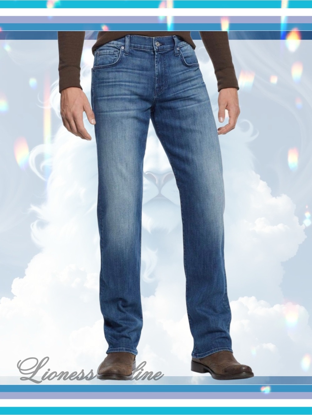 7 For All Mankind Carsten- Men's Blue Straight-Leg Jeans 36x33